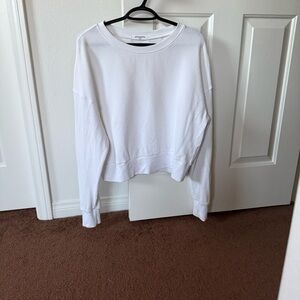 Perfectwhitetee Waffle White Long Sleeve Crew Neck